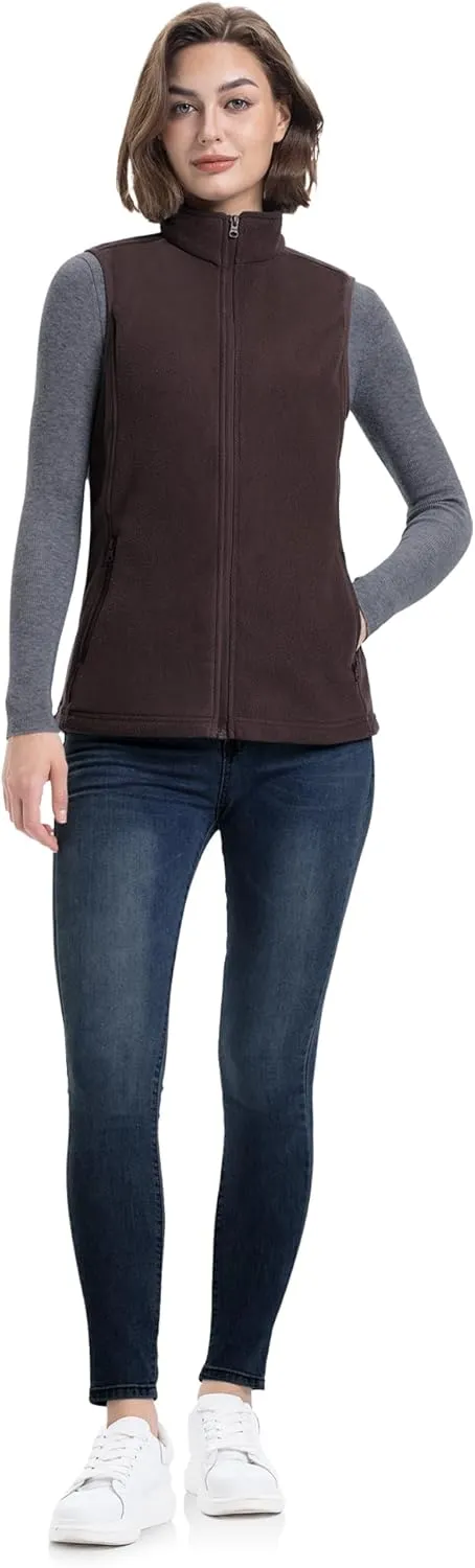 33,000ft Women's Fleece Vest, Lightweight Warm Polar Soft Vests Outerwear with Zip Up Pockets, Sleeveless Jacket for Winter