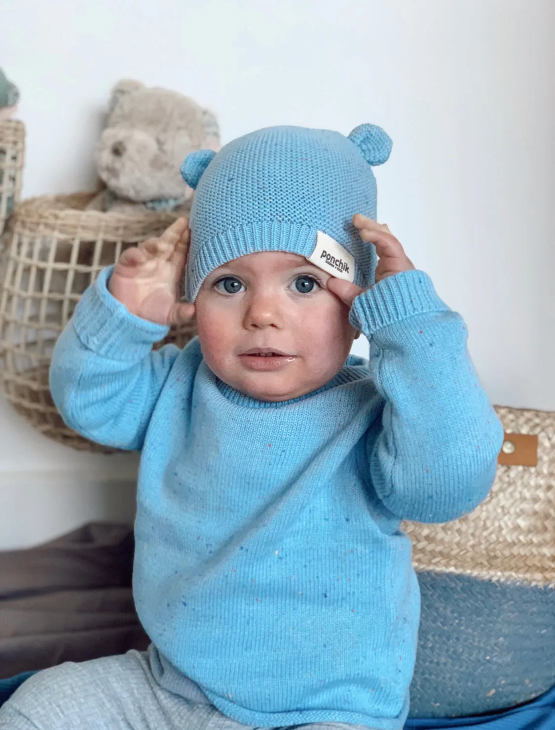 Bear Beanie | Mist Speckle Knit