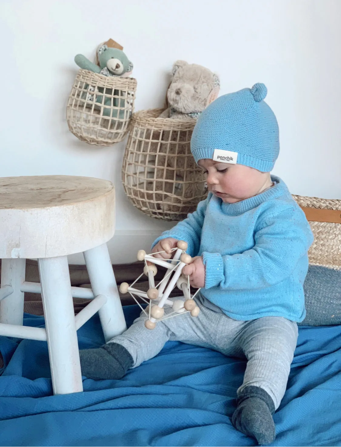 Bear Beanie | Mist Speckle Knit