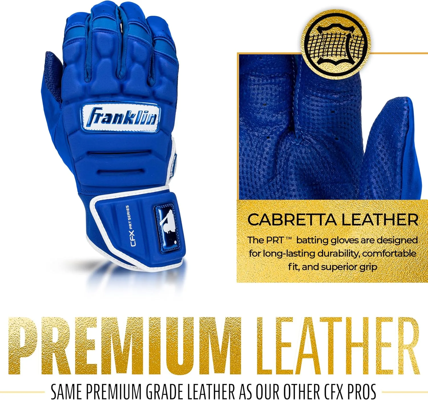 Franklin Sports MLB Batting Gloves - CFX Pro PRT Heavy Duty Protective Baseball   Softball Batting Gloves - Adult Padded Reinforced Leather Batting Gloves