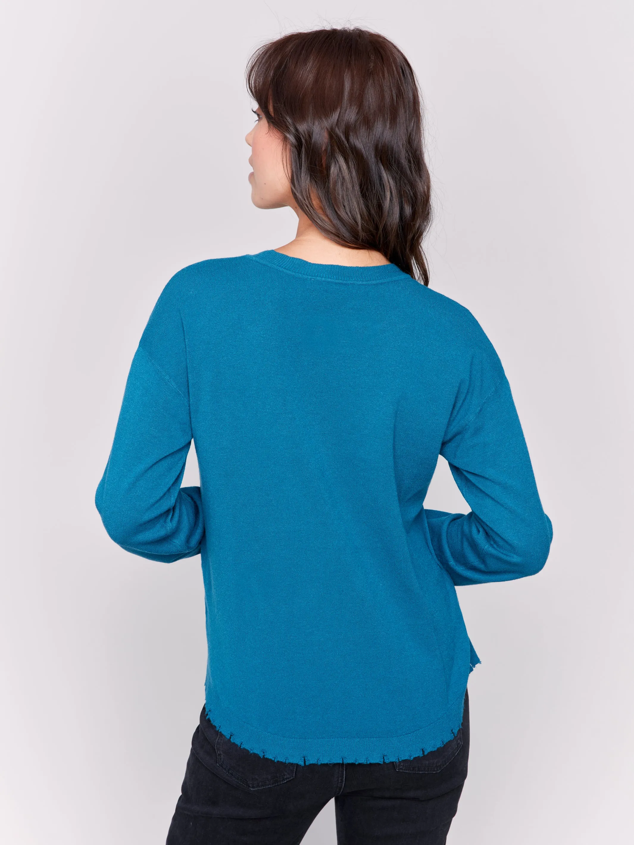 Frayed Edge Round Hem Sweater