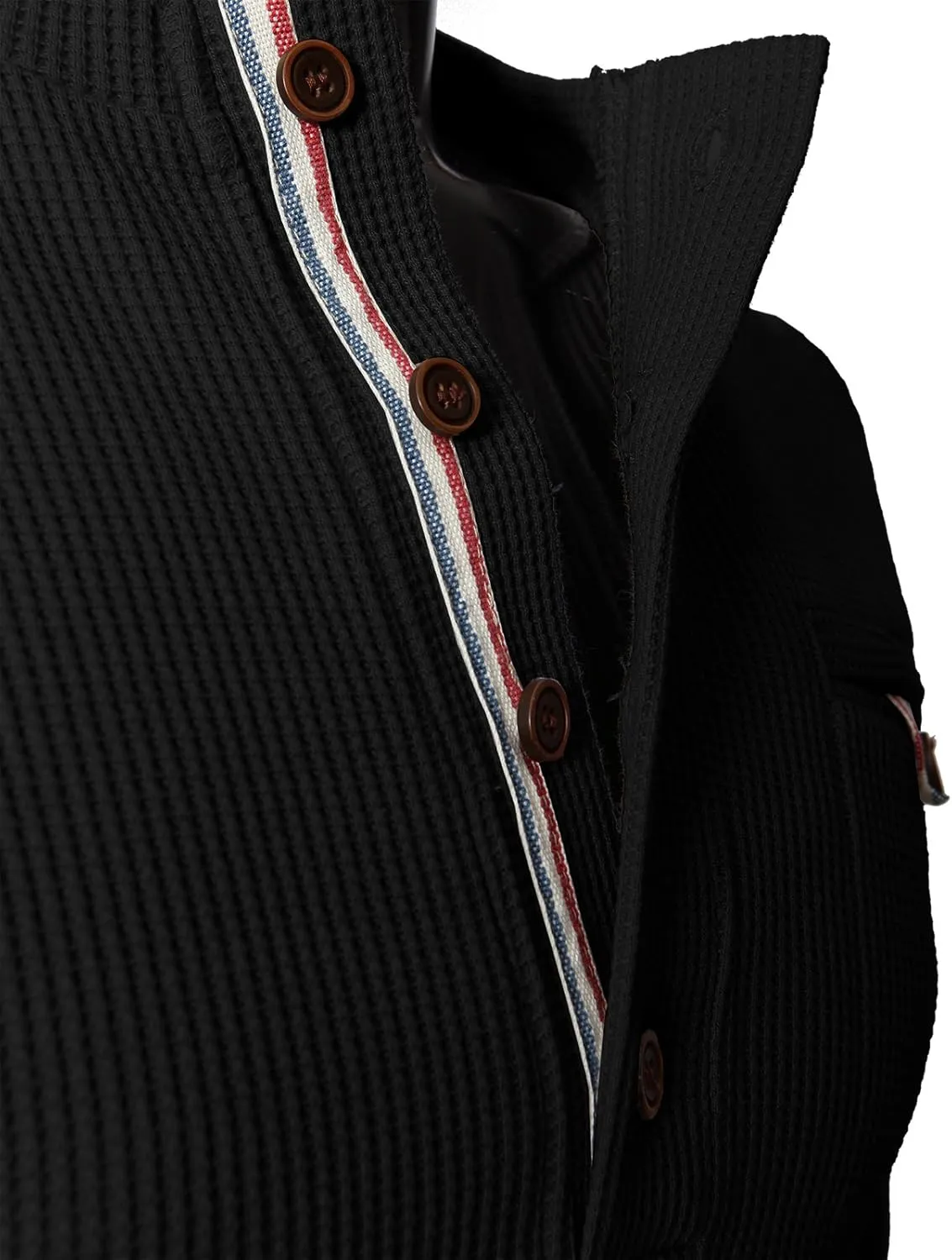 H2H Men's Casual Slim Fit Henley Cotton Shirts Long Sleeve Lightweight Waffle Fabric