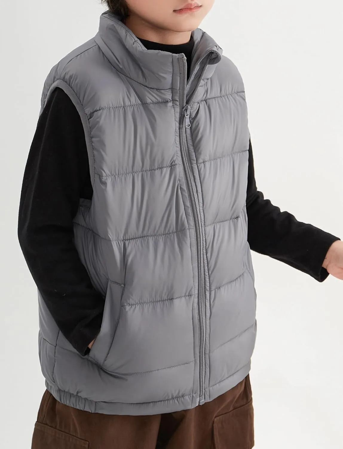 Happy Cherry Kids Winter Warm Puffer Vest Stand Collar Zip Sleeveless Jacket with Pockets