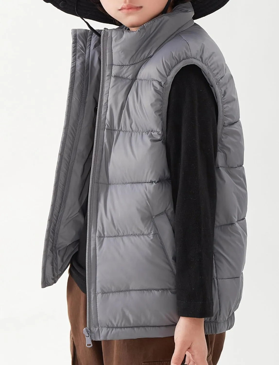 Happy Cherry Kids Winter Warm Puffer Vest Stand Collar Zip Sleeveless Jacket with Pockets