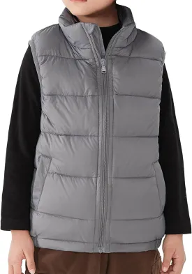 Happy Cherry Kids Winter Warm Puffer Vest Stand Collar Zip Sleeveless Jacket with Pockets
