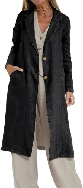 IDEALSANXUN Womens Long Linen Blazer Jackets Casual Lightweight Trench Coat