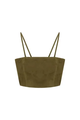 Livy Metis Suede Leather Bra - Khaki