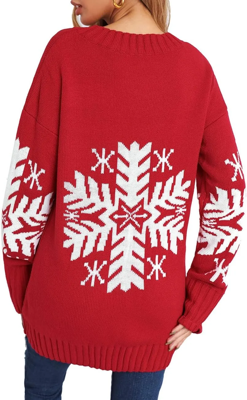 LookbookStore Women Ugly Christmas Tree Reindeer Holiday Knit Sweater Pullover
