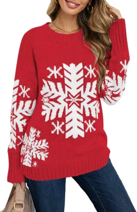 LookbookStore Women Ugly Christmas Tree Reindeer Holiday Knit Sweater Pullover