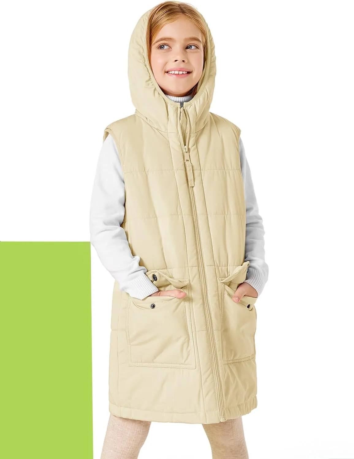 Meikulo Girls Hooded Vest Kids Fashion Warm Sleeveless Zip Up Quilted Jacket with Pockets 5-14 Years