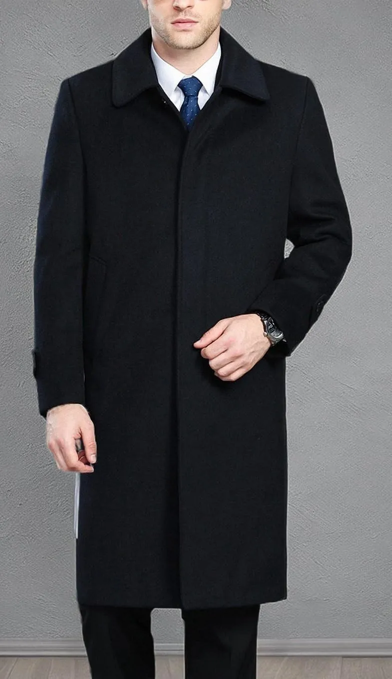 Men's Classical France Style Single Breasted Wool Coat Windbreaker #00153160