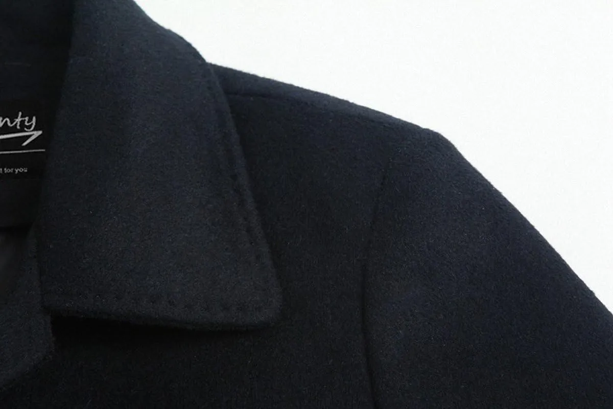 Men's Classical France Style Single Breasted Wool Coat Windbreaker #00153160