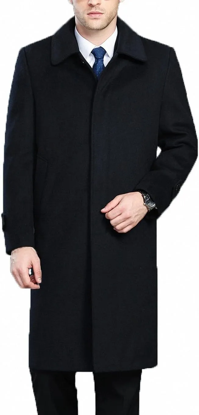 Men's Classical France Style Single Breasted Wool Coat Windbreaker #00153160