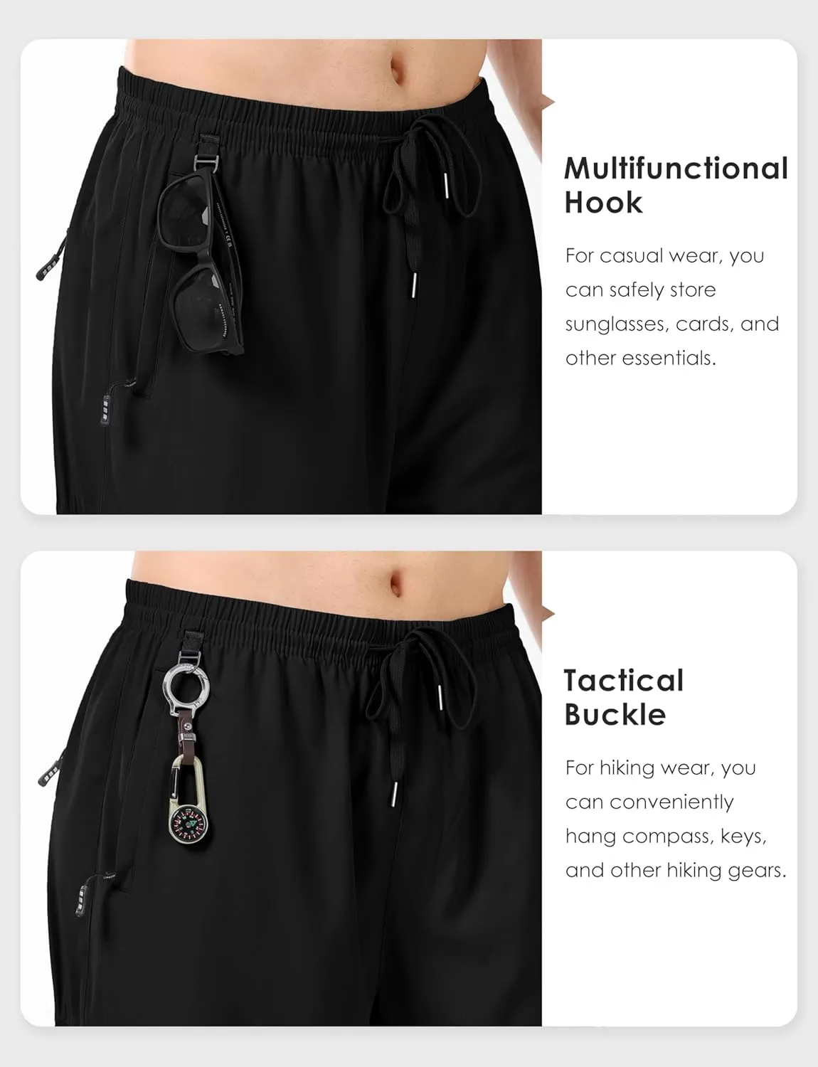 Mens Hiking Cargo Shorts with 5 Zipper Pockets 9" Lightweight Quick Dry Shorts for Men Outdoor Casual Golf