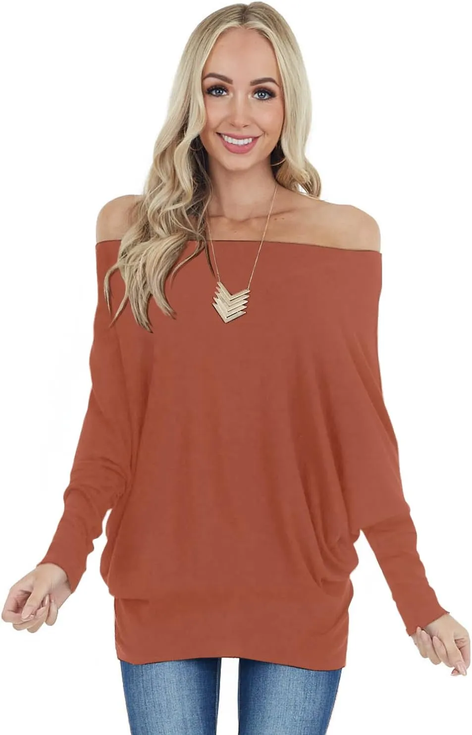 MIHOLL Womens Long Sleeve Batwing Casual Loose Dolman T-Shirt Blouse Tops