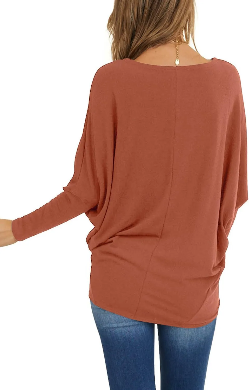 MIHOLL Womens Long Sleeve Batwing Casual Loose Dolman T-Shirt Blouse Tops