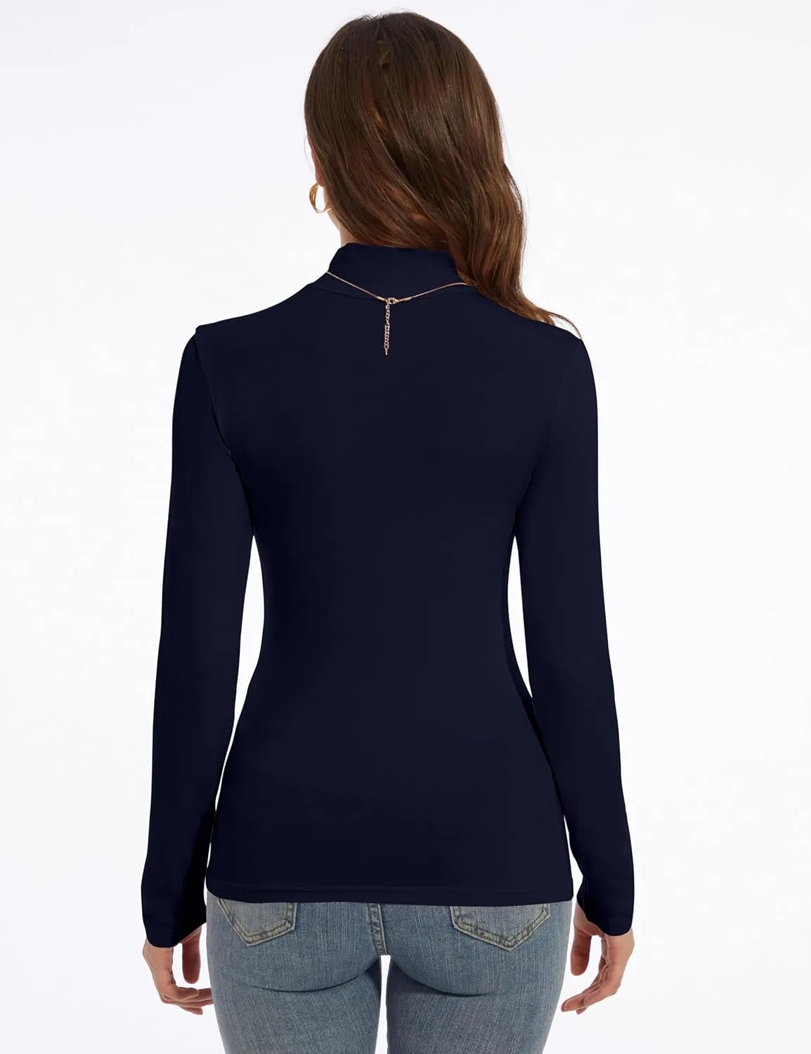 Mock Turtle Neck Long Sleeve Pullover High Neck Undershirt Slim Fit Basic Casual Tee Tops