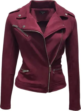 ODCOCD Faux Suede Jacket for Women Long Sleeve Zipper Up Casual Outwear