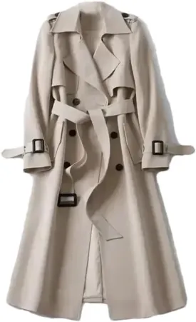 Women Daily Office Long Belt Casual Solid Trenchcoats Single Breasted Long Sleeve Casual Long Jacket