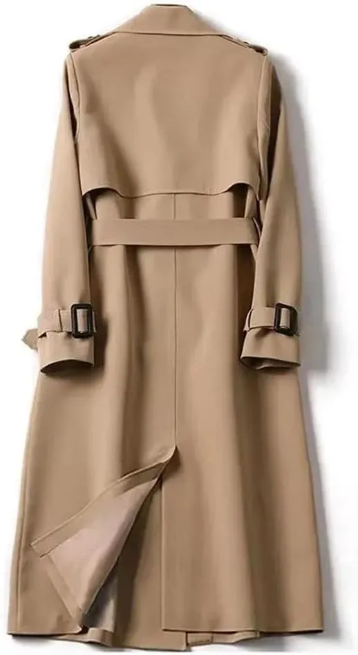 Women Daily Office Long Belt Casual Solid Trenchcoats Single Breasted Long Sleeve Casual Long Jacket